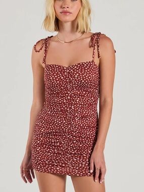 Windsor Burgundy Red Polka Dot Ruched One-Piece for women